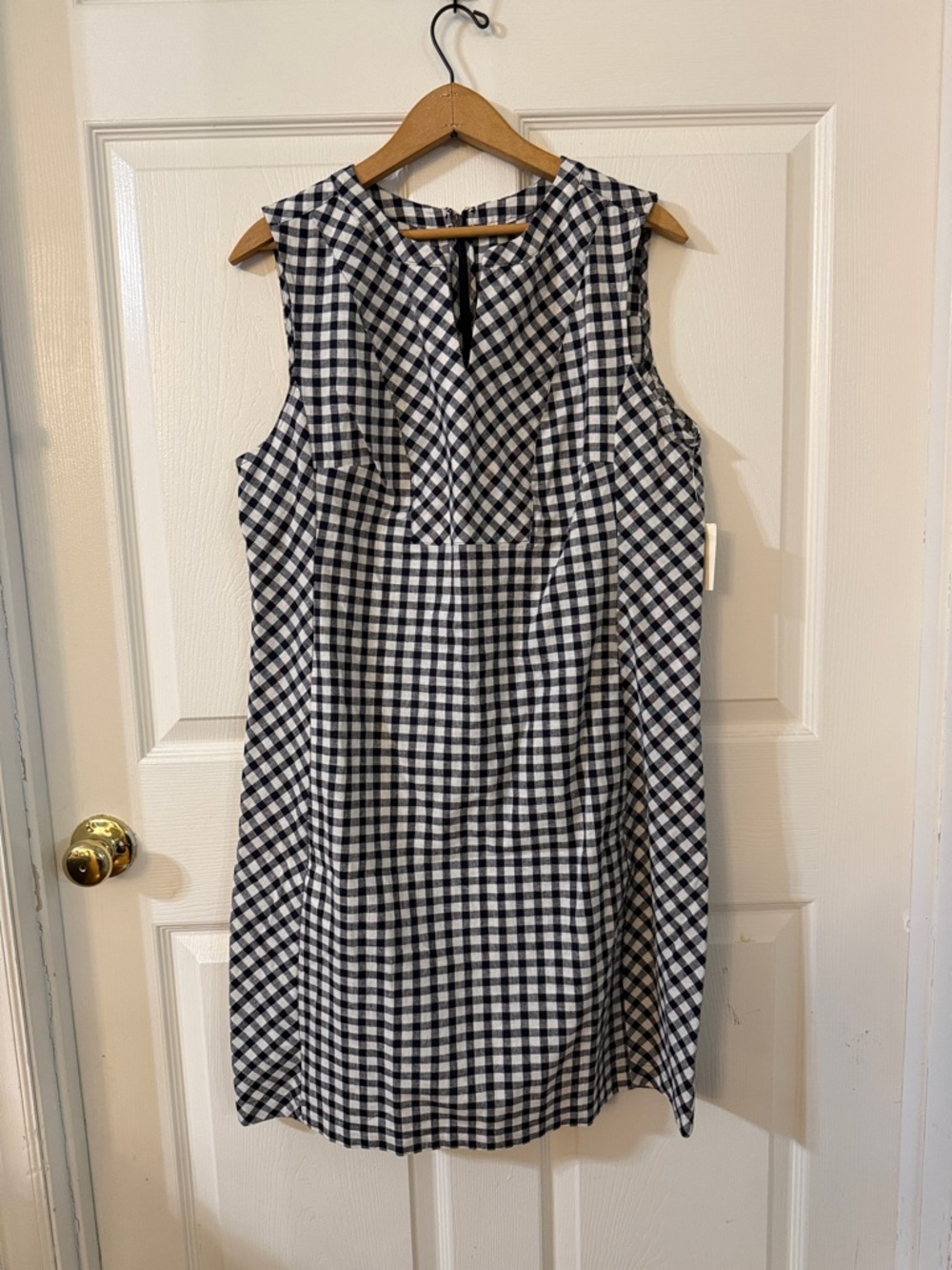 Talbots Navy and White Gingham Midi Dress